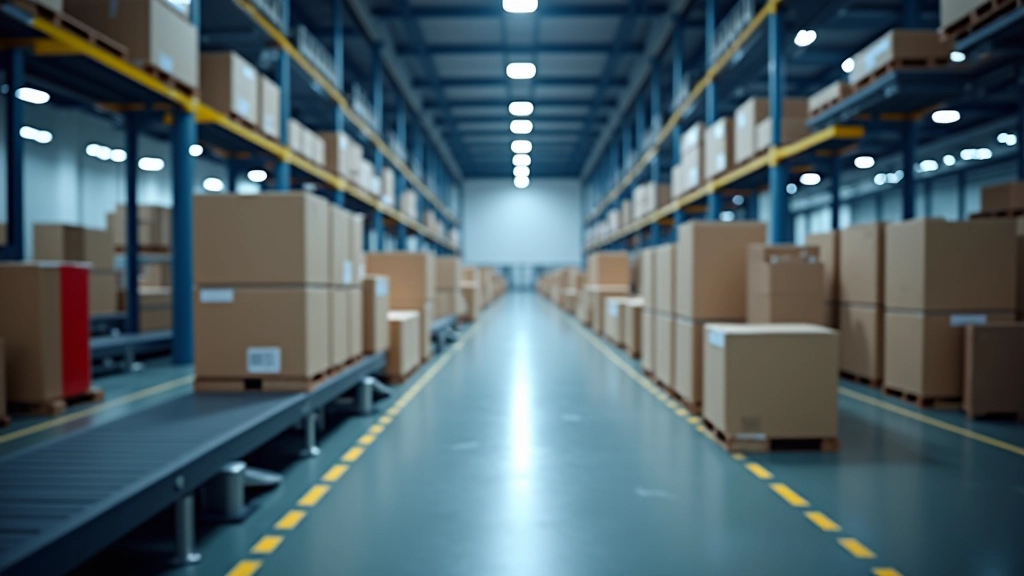 Moderne Lagerhalle mit automatisierten Systemen und Logistikrobotern in Deutschland