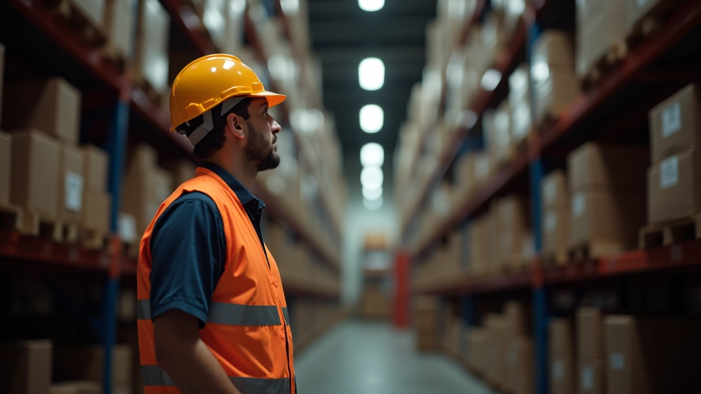 Fabrikmanager überprüft Lagerbestände an Komponenten in einer modernen Produktionsstätte, Lagerverwaltung und Logistik